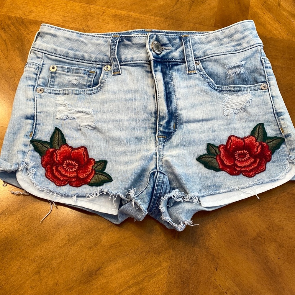 American eagle super stretch high rise shortie shorts